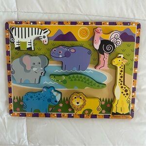 Melissa and Doug Fresh Start Wooden Chunky Puzzle Safari Animals Toddler Puzzle
